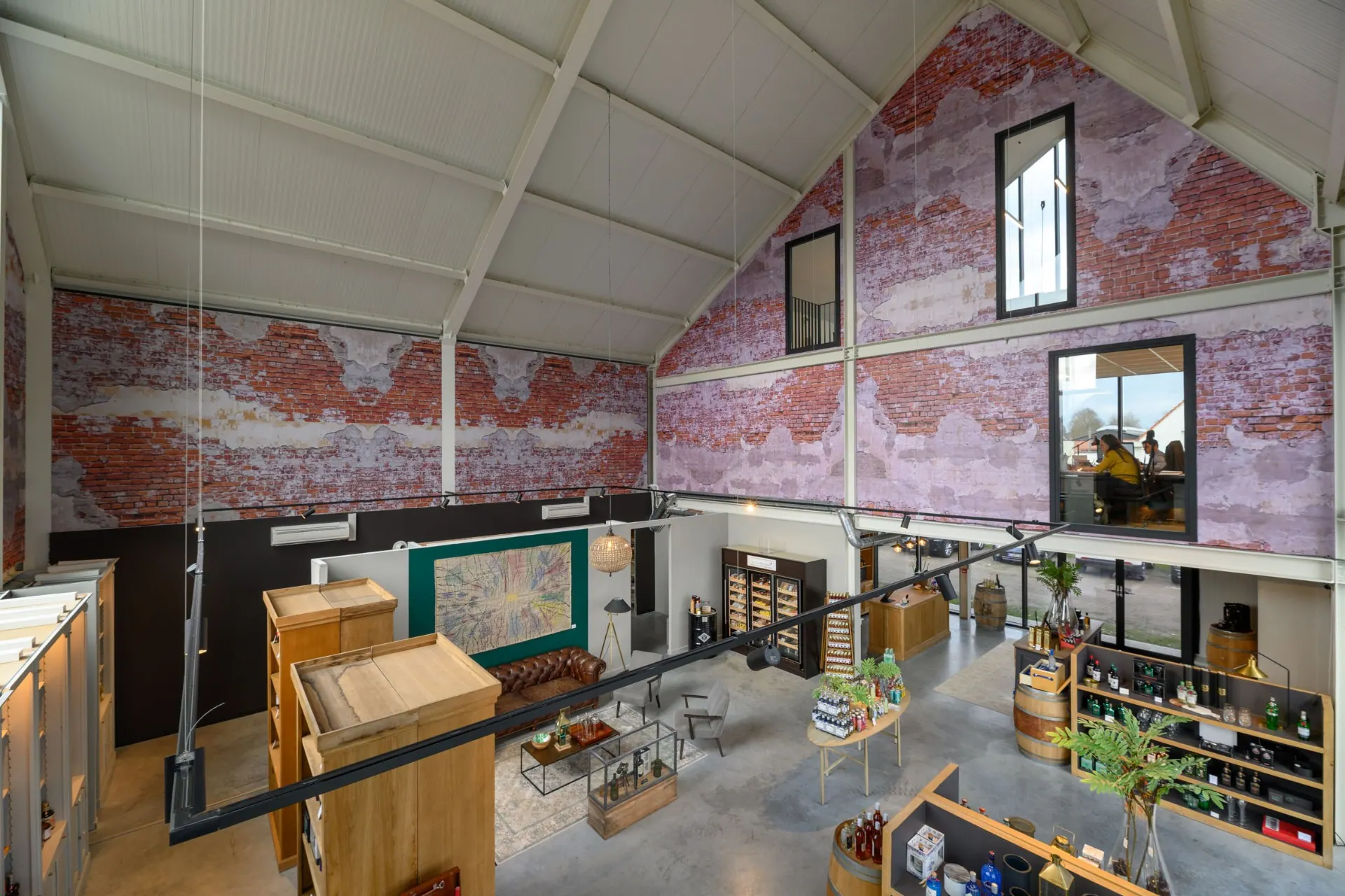 Wallart gin-winkel — bakstenen muurprint op maat
